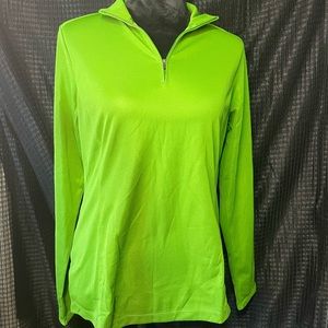 Womens Green Mesh Quarter-zip